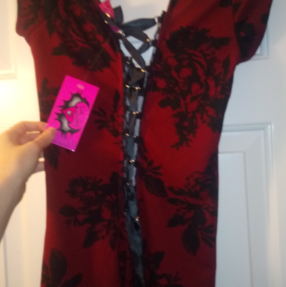 NWT gothic red black corset dress